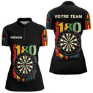 Polo Fléchettes Championnats - Retro 180 Noir Personnalisé - Polo Zippé Femme