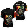 Polo Fléchettes Championnats - Retro 180 Noir Personnalisé - Polo Zippé Homme