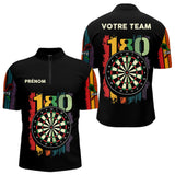 Polo Fléchettes Championnats - Retro 180 Noir Personnalisé - Polo Zippé Homme