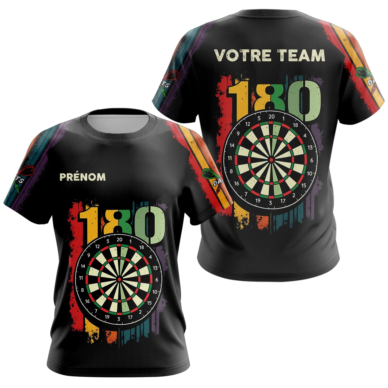 Polo Fléchettes Championnats - Retro 180 Noir Personnalisé - T-Shirt Femme