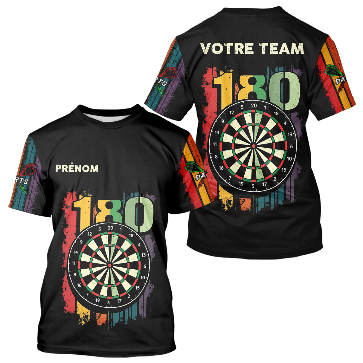 Polo Fléchettes Championnats - Retro 180 Noir Personnalisé - T-Shirt Homme
