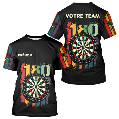 Polo Fléchettes Championnats - Retro 180 Noir Personnalisé - T-Shirt Homme
