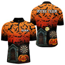 Polo Fléchettes Chauves-Souris & Crypte - Orange & Noir - Polo Zippé Homme