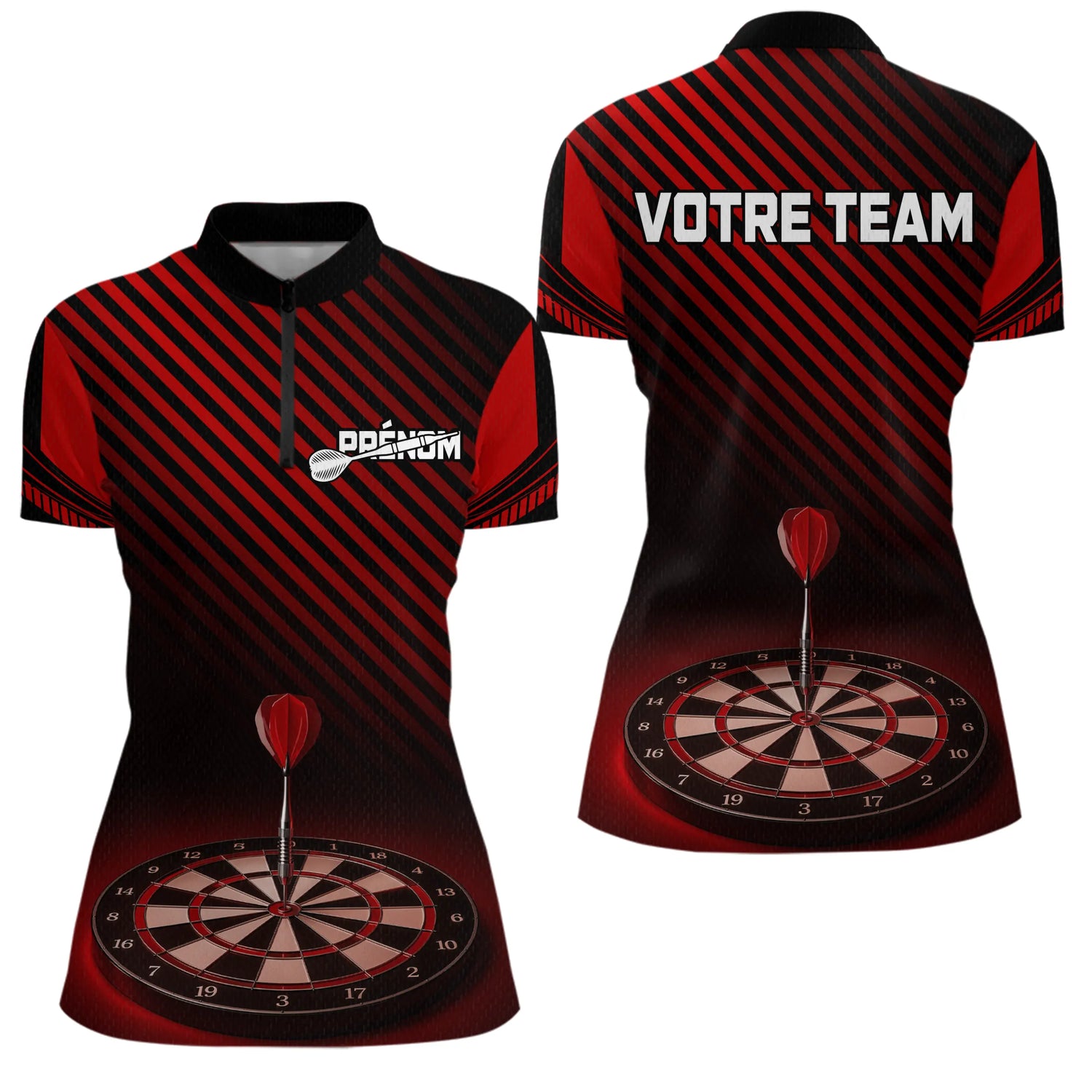 Polo Fléchettes Club Cible 3D - Personnalisé Homme Femme - Polo Zippé Femme