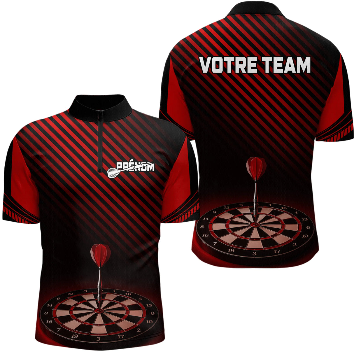 Polo Fléchettes Club Cible 3D - Personnalisé Homme Femme - Polo Zippé Homme