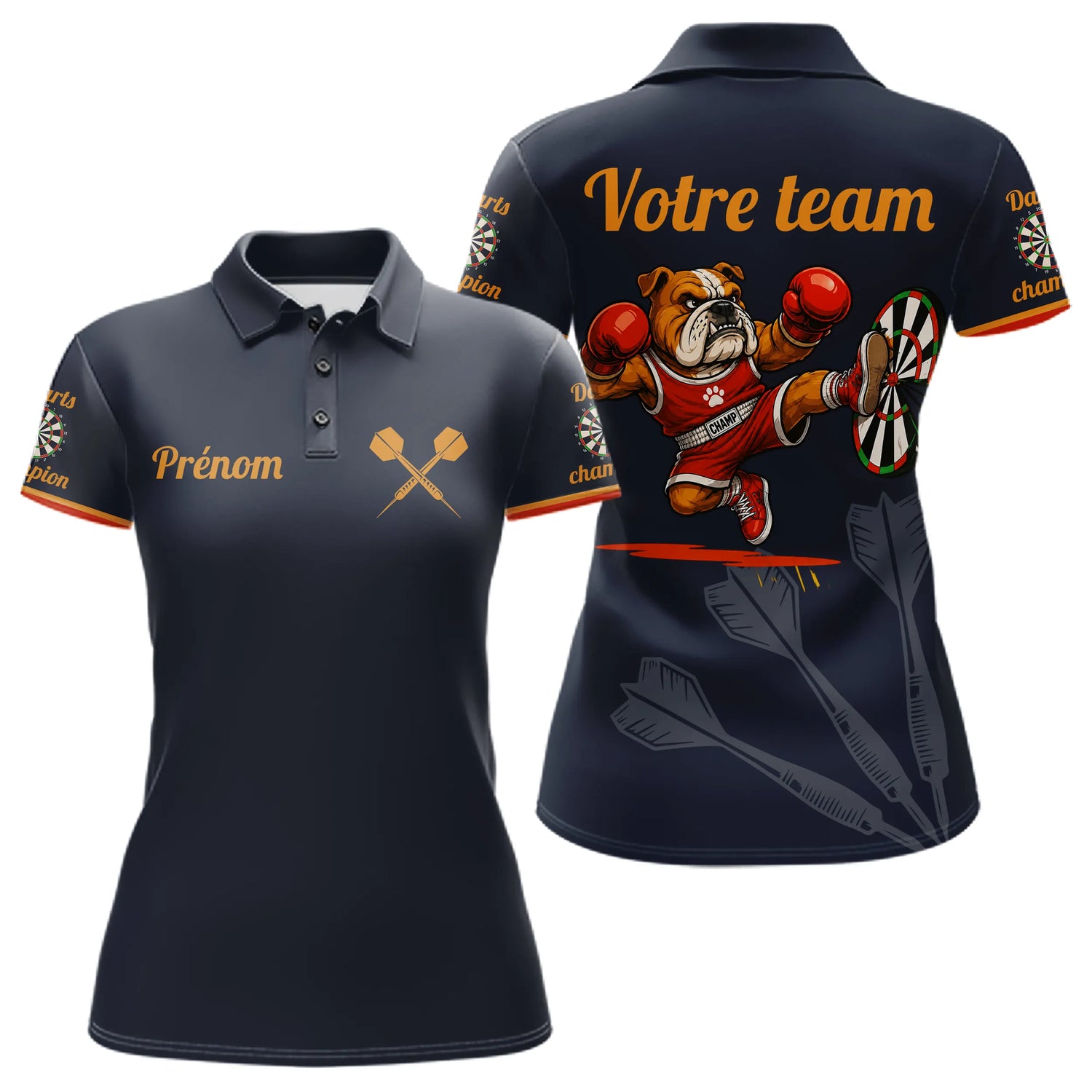 Polo Fléchettes Compétition - Bleu Marine Bulldog - Polo Femme