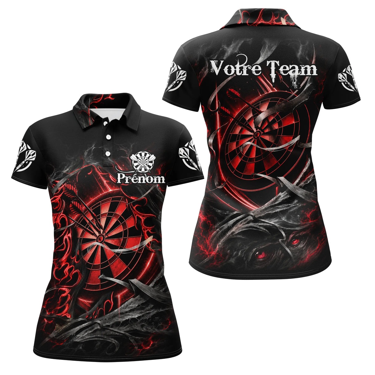 Polo Fléchettes Dark Edition - Cible Enflammée Personnalisé - Polo Femme