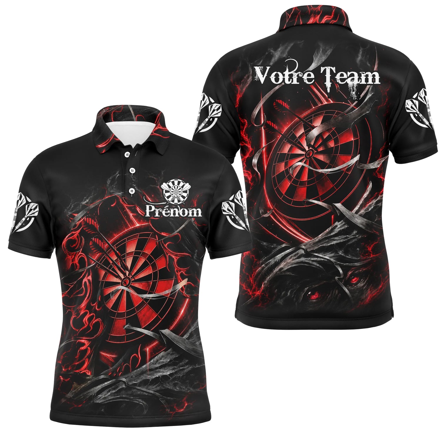 Polo Fléchettes Dark Edition - Cible Enflammée Personnalisé - Polo Homme