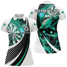 Polo Fléchettes Dark Fantasy - Tête de Mort Turquoise - Polo Femme