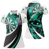Polo Fléchettes Dark Fantasy - Tête de Mort Turquoise - Polo Femme