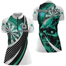 Polo Fléchettes Dark Fantasy - Tête de Mort Turquoise - Polo Zippé Femme