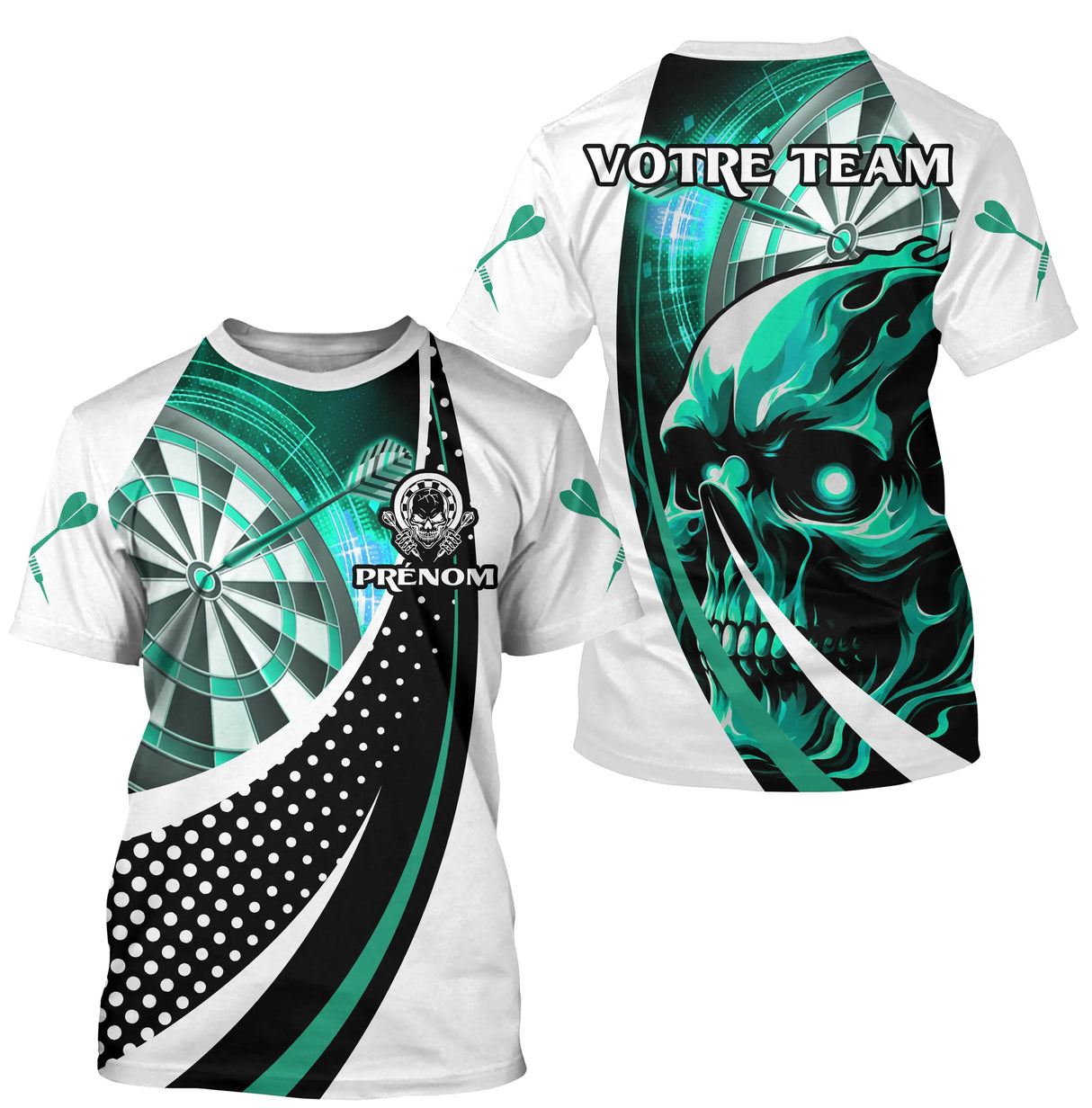 Polo Fléchettes Dark Fantasy - Tête de Mort Turquoise - T-Shirt Homme