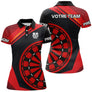 Polo Fléchettes Demi Ligne - Rouge & Noir Personnalisé - Polo Femme