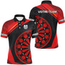 Polo Fléchettes Demi Ligne - Rouge & Noir Personnalisé - Polo Homme