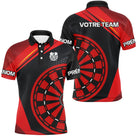 Polo Fléchettes Demi Ligne - Rouge & Noir Personnalisé - Polo Homme