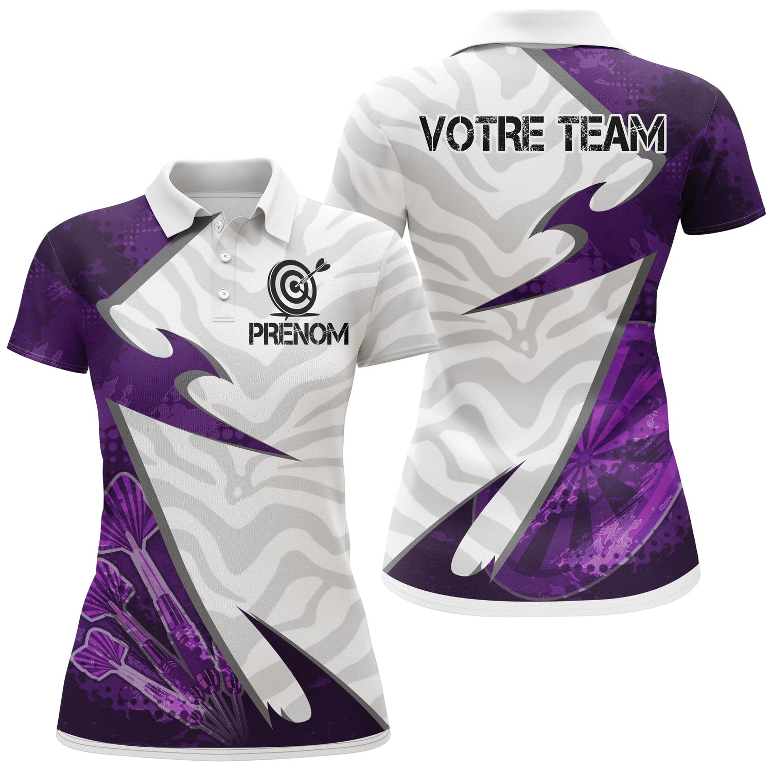 Polo Fléchettes Design Violet – Camouflage Moderne Personnalisé - Polo Femme