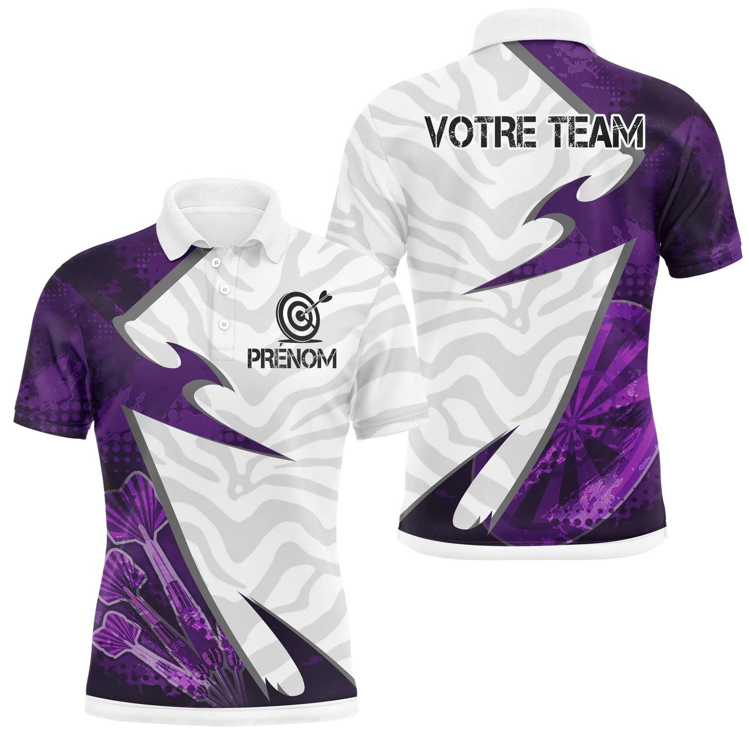 Polo Fléchettes Design Violet – Camouflage Moderne Personnalisé - Polo Homme
