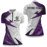 Polo Fléchettes Design Violet – Camouflage Moderne Personnalisé - Polo Zippé Femme