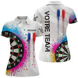 Polo Fléchettes Drapeau Français - Motif Tricolore Personnalisé - Polo Femme