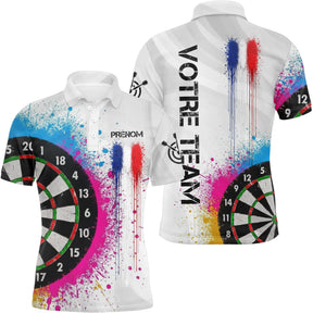 Polo Fléchettes Drapeau Français - Motif Tricolore Personnalisé - Polo Homme