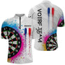 Polo Fléchettes Drapeau Français - Motif Tricolore Personnalisé - Polo Zippé Homme