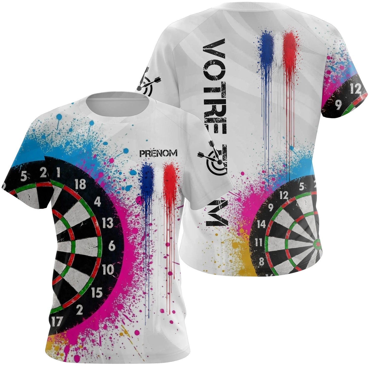 Polo Fléchettes Drapeau Français - Motif Tricolore Personnalisé - T-Shirt Femme