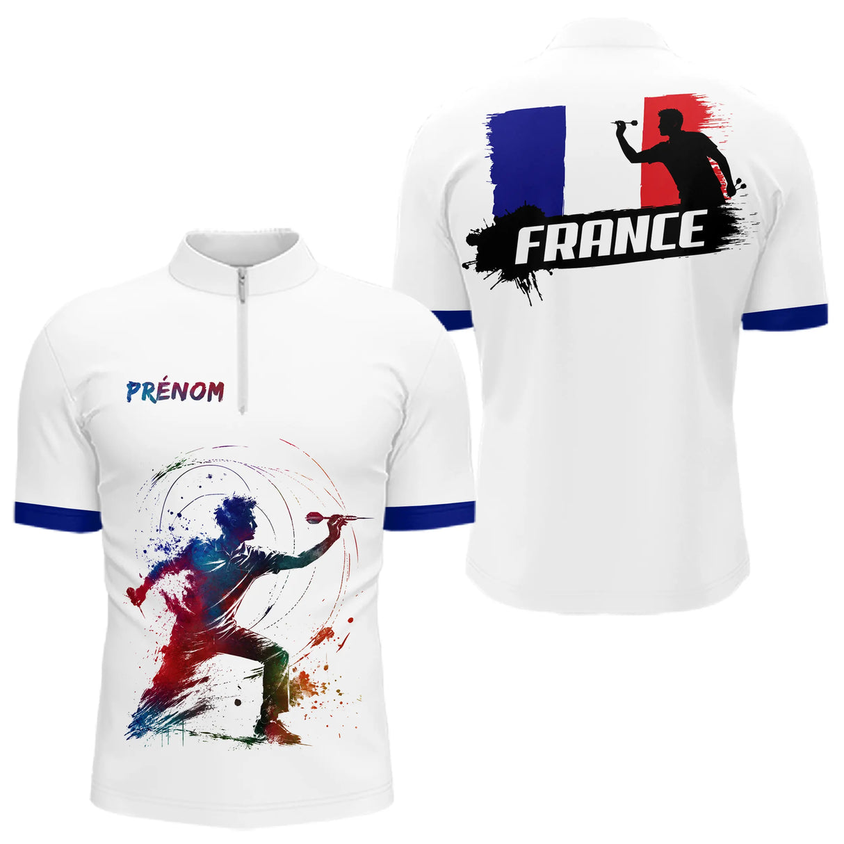 Polo Fléchettes Drapeau Français - Personnalisé Homme Femme - Polo Zippé Homme