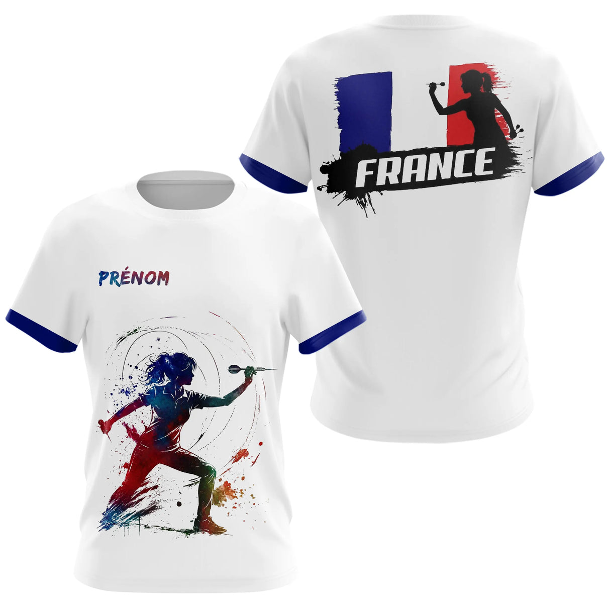 Polo Fléchettes Drapeau Français - Personnalisé Homme Femme - T-Shirt Femme
