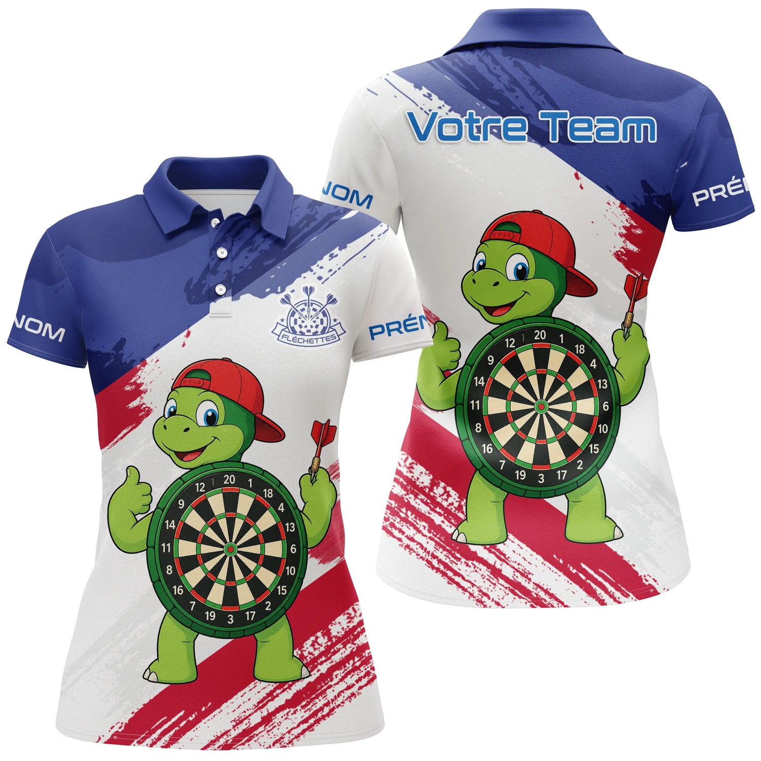 Polo Fléchettes Drapeau Français - Personnalisé Tortue Cible - Polo Femme