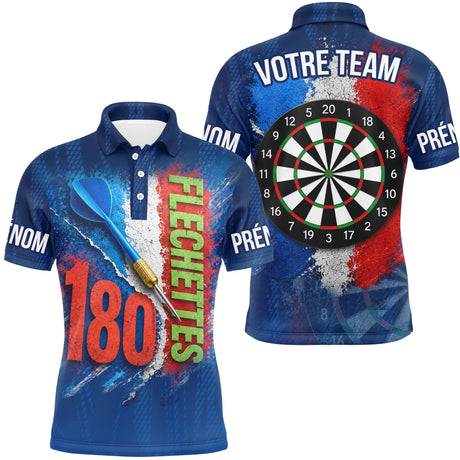 Polo Fléchettes Drapeau Français - Équipe 180 Personnalisé - Polo Homme