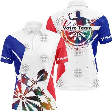 Polo Fléchettes Drapeau Français – Artistique Silhouette Joueur - Polo Homme