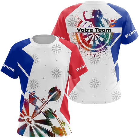 Polo Fléchettes Drapeau Français – Artistique Silhouette Joueur - T-Shirt Femme
