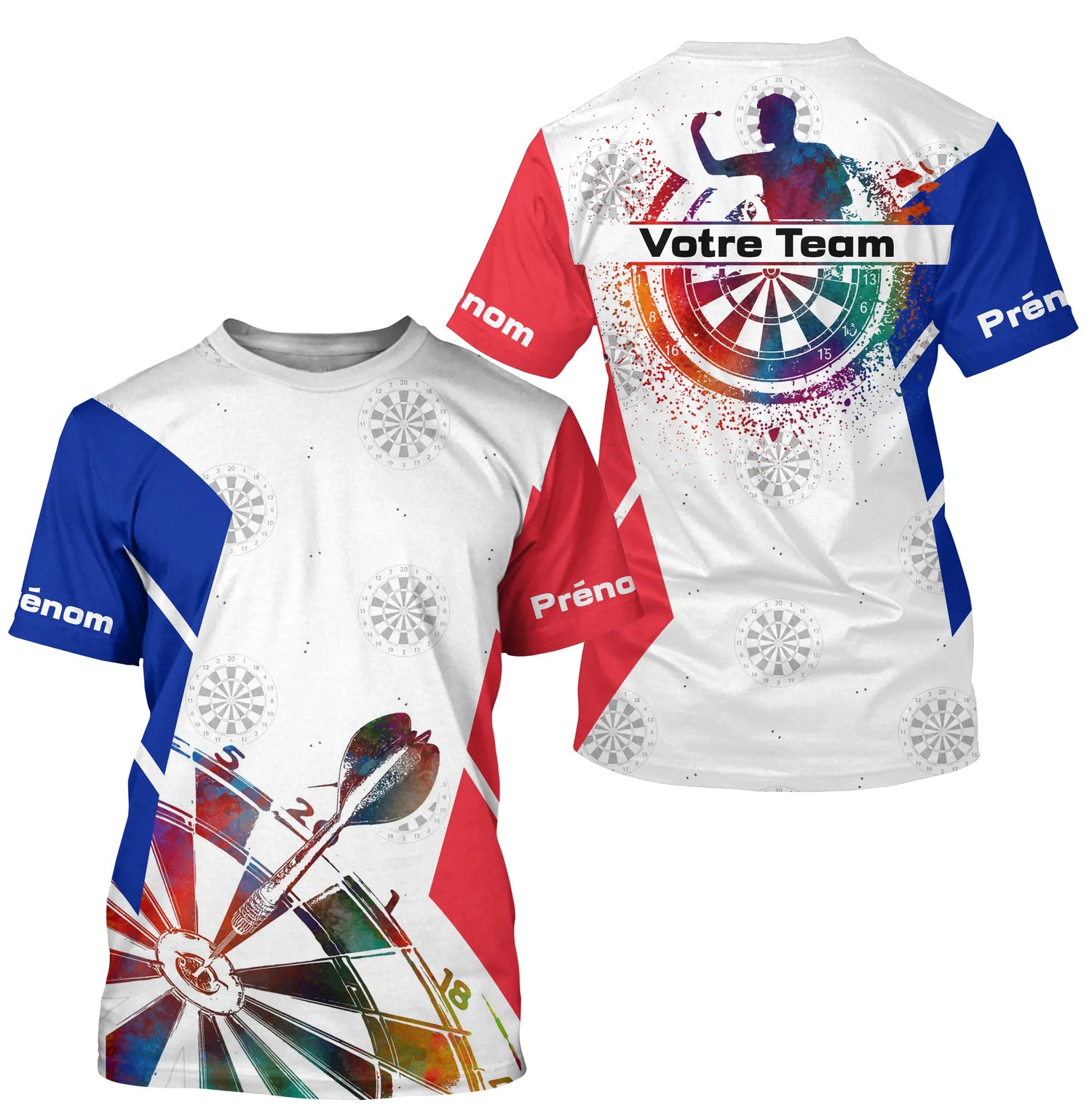 Polo Fléchettes Drapeau Français – Artistique Silhouette Joueur - T-Shirt Homme