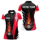 Polo Fléchettes Enflammées - Noir Rouge Personnalisé - Polo Femme