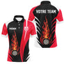 Polo Fléchettes Enflammées - Noir Rouge Personnalisé - Polo Homme