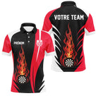 Polo Fléchettes Enflammées - Noir Rouge Personnalisé - Polo Homme