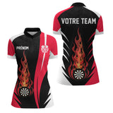 Polo Fléchettes Enflammées - Noir Rouge Personnalisé - Polo Zippé Femme