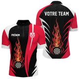 Polo Fléchettes Enflammées - Noir Rouge Personnalisé - Polo Zippé Homme