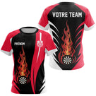 Polo Fléchettes Enflammées - Noir Rouge Personnalisé - T-Shirt Femme