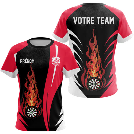 Polo Fléchettes Enflammées - Noir Rouge Personnalisé - T-Shirt Femme