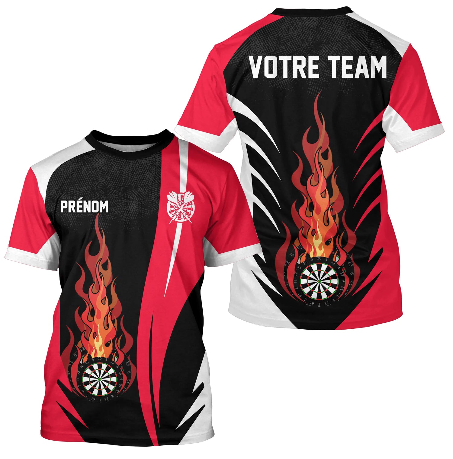 Polo Fléchettes Enflammées - Noir Rouge Personnalisé - T-Shirt Homme