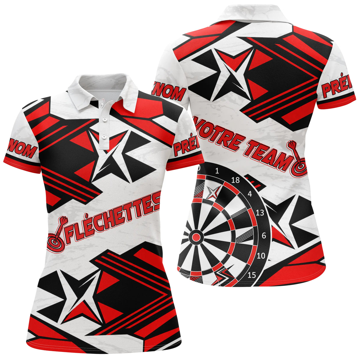 Polo Fléchettes Fléchettes – Graphisme Rouge Énergie Personnalisé - Polo Femme