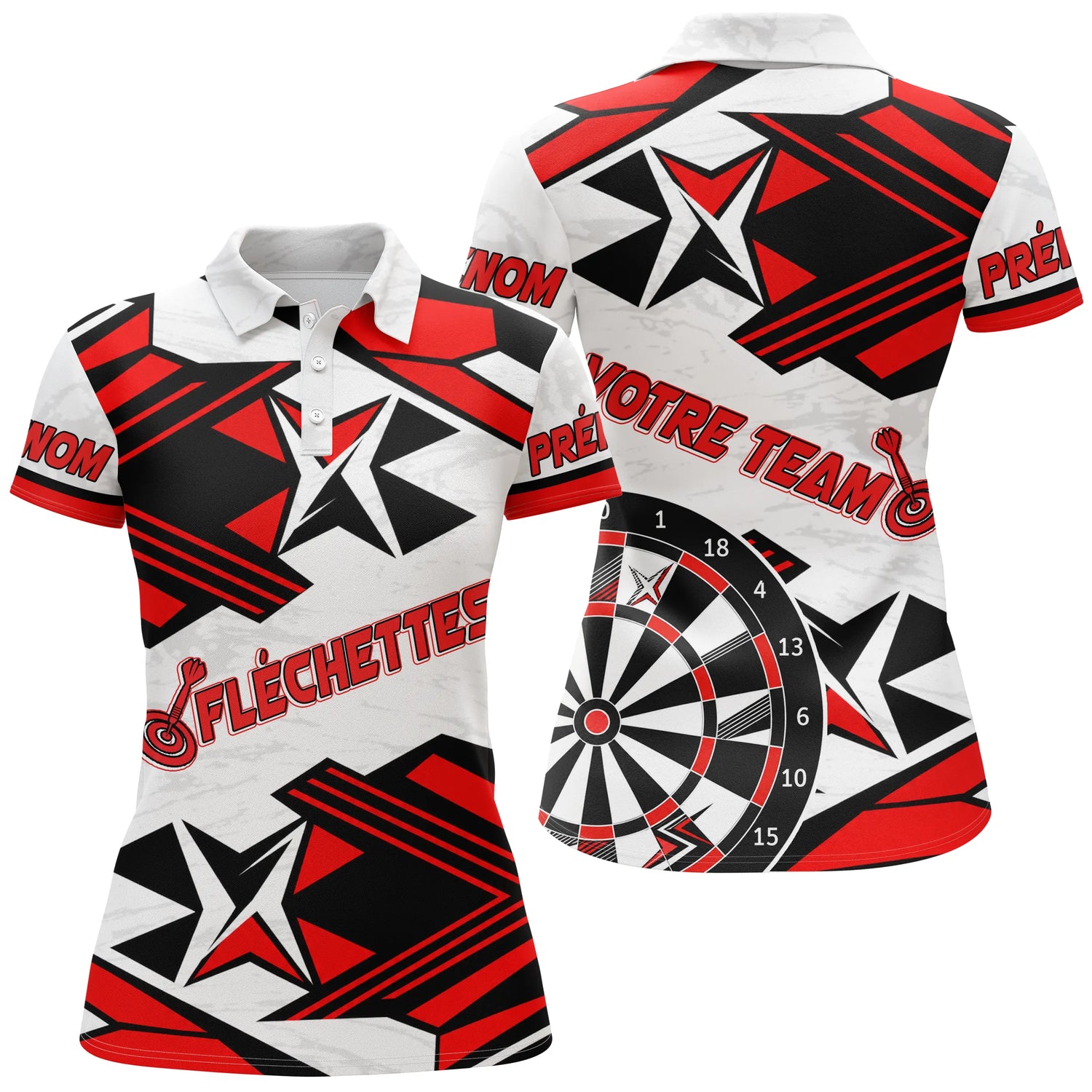 Polo Fléchettes Fléchettes – Graphisme Rouge Énergie Personnalisé - Polo Femme