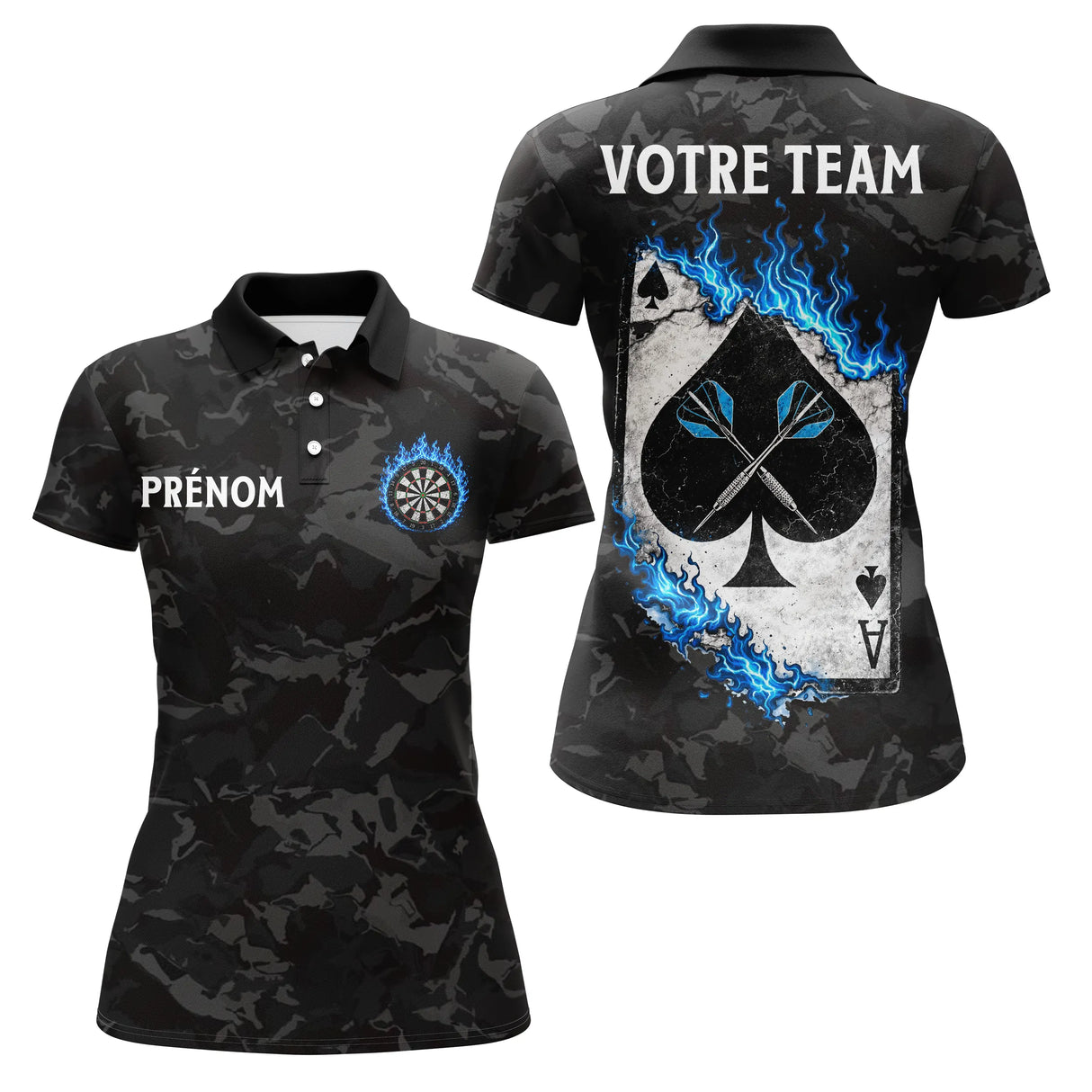 Polo Fléchettes Flamme - Bleue As Pique Personnalisé - Polo Femme