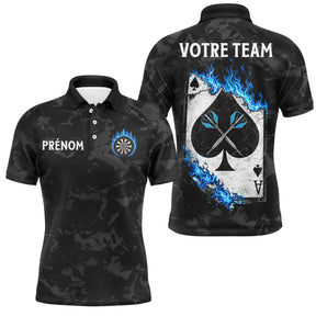 Polo Fléchettes Flamme - Bleue As Pique Personnalisé - Polo Homme