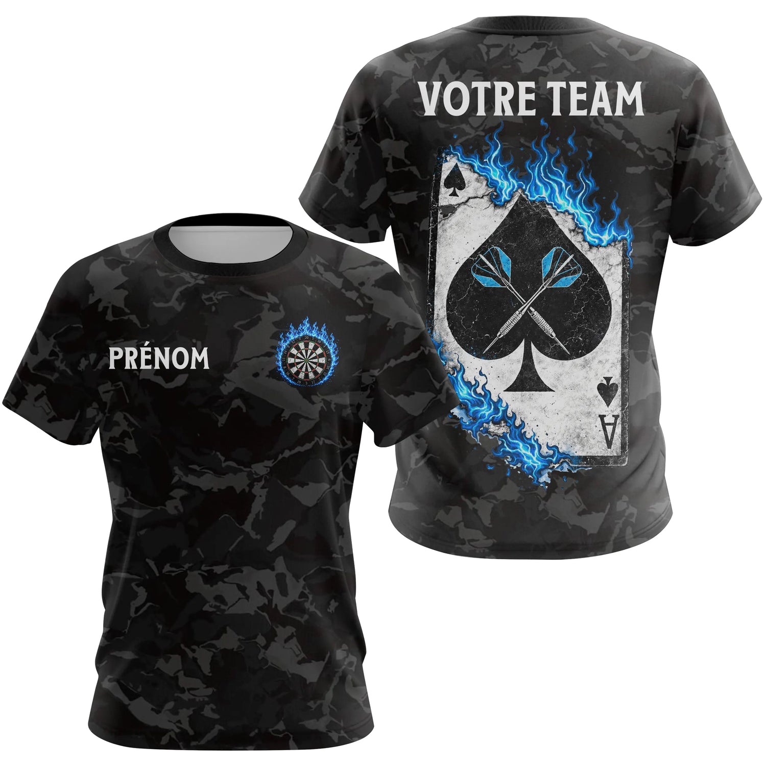Polo Fléchettes Flamme - Bleue As Pique Personnalisé - T-Shirt Femme