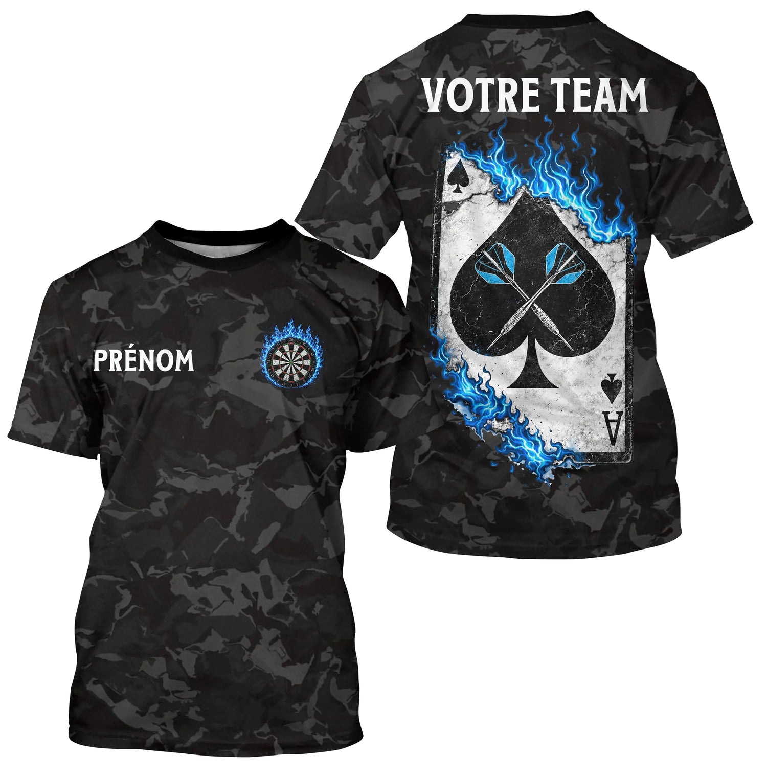 Polo Fléchettes Flamme - Bleue As Pique Personnalisé - T-Shirt Homme