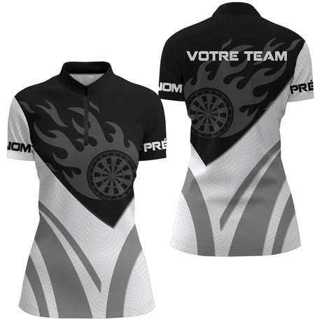 Polo Fléchettes Flamme Personnalisé – Design Sport Premium - Polo Zippé Femme