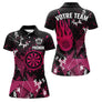 Polo Fléchettes Flamme Rose Équipe - Personnalisé Cadeau Joueur - Polo Femme