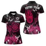 Polo Fléchettes Flamme Rose Équipe - Personnalisé Cadeau Joueur - Polo Femme